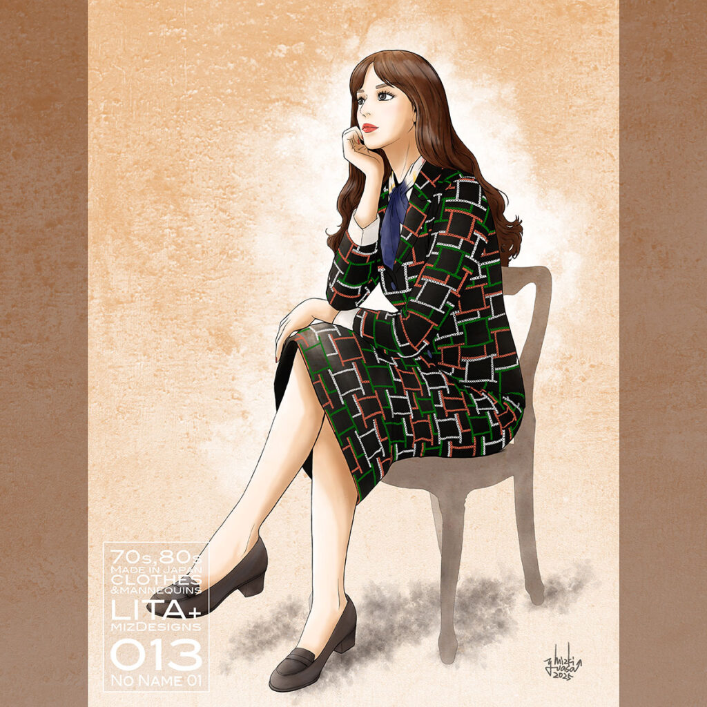 013 NoName01、LITA + mizDesigns collaboration ユアサミズキ 70s,80s メイドインジャパン昭和レトロファッションイラスト