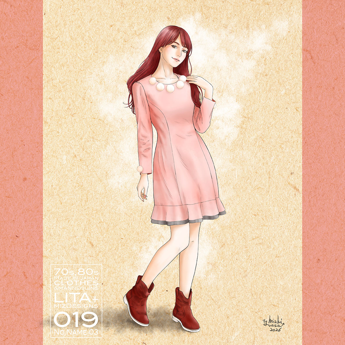 019 No Name 03、LITA + mizDesigns collaboration ユアサミズキ 70s,80s メイドインジャパン昭和レトロファッションイラスト